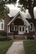 100 E BROADWAY, a Early Gothic Revival church, built in Waukesha, Wisconsin in 1867.