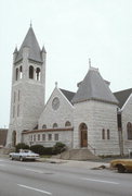 121 WISCONSIN AVE, a Romanesque Revival church, built in Waukesha, Wisconsin in 1895.