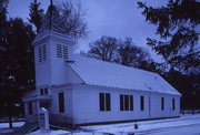 STATE HIGHWAY HIGHWAY 22 AND GRANDVIEW, a Queen Anne church, built in Farmington, Wisconsin in 1890.