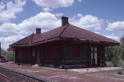OAK ST, JUST NORTH OF RAILROAD VIADUCT, a Neoclassical/Beaux Arts depot, built in Waupaca, Wisconsin in 1907.