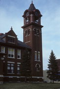 110 E 2ND ST, a Romanesque Revival city hall, built in Marshfield, Wisconsin in 1901.