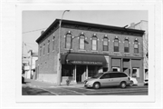 101-103 E Blackhawk Ave, a Romanesque Revival retail building, built in Prairie du Chien, Wisconsin in 1866.