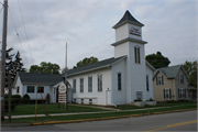 819 E. High St., a Early Gothic Revival house of worship, built in Milton, Wisconsin in 1883.