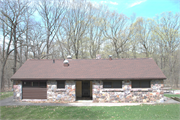 S5975 Park Road: DEVIL'S LAKE STATE PARK, a Rustic Style bath house/restroom facility, built in Baraboo, Wisconsin in 1939.