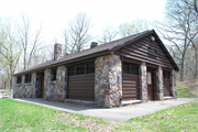 S5975 Park Road: DEVIL'S LAKE STATE PARK, a Rustic Style bath house, built in Baraboo, Wisconsin in 1939.