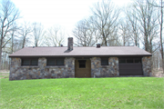 S5975 Park Road: DEVIL'S LAKE STATE PARK, a Rustic Style bath house/restroom facility, built in Baraboo, Wisconsin in 1939.