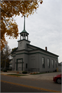 100 E JEFFERSON ST, a Greek Revival house of worship, built in Burlington, Wisconsin in 1852.
