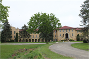 2457 BROWNS LAKE DR, a Romanesque Revival religious residence, built in Burlington, Wisconsin in 1930.