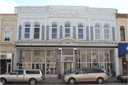104-108 3RD ST, a Italianate large retail building, built in Baraboo, Wisconsin in 1881.