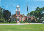 123 E WASHINGTON ST, a Romanesque Revival church, built in Delavan, Wisconsin in 1856.