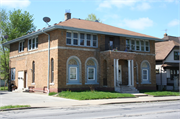 1921 W GREENFIELD AVE, a Prairie School funeral home, built in Milwaukee, Wisconsin in 1926.