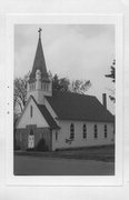 NE CNR OF MAIN ST AND TOWN ST, a Late Gothic Revival church, built in Prentice, Wisconsin in 1902.