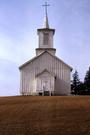 SE of Waterloo at Jct. of Bluse Point and Island Church Rds., a Early Gothic Revival house of worship, built in Waterloo, Wisconsin in 1863.