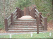 COPPER FALLS STATE PARK, a Rustic Style wood bridge, built in Morse, Wisconsin in 1948.