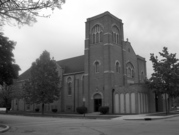 1711 S 11th St, a Late Gothic Revival church, built in Sheboygan, Wisconsin in 1923.