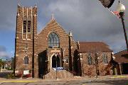 160 N BROWN ST, a Late Gothic Revival church, built in Rhinelander, Wisconsin in 1928.