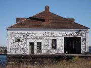 NE CORNER OF PLUM ISLAND, a Colonial Revival/Georgian Revival boat house, built in Washington, Wisconsin in 1939.