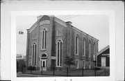 1617 9TH ST, a Romanesque Revival church, built in Monroe, Wisconsin in 1861.