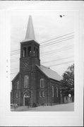 5TH AVE, S, AND IRON ST, NE CNR, a Romanesque Revival church, built in Hurley, Wisconsin in 1906.