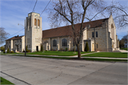 1416 GRAND AVE, a Late Gothic Revival house of worship, built in Manitowoc, Wisconsin in 1950.