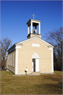 26291 High St, a Greek Revival house of worship, built in New Diggings, Wisconsin in 1844.