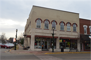 130 E Blackhawk Ave, a Romanesque Revival retail building, built in Prairie du Chien, Wisconsin in 1872.