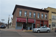 101-103 E Blackhawk Ave, a Romanesque Revival retail building, built in Prairie du Chien, Wisconsin in 1866.