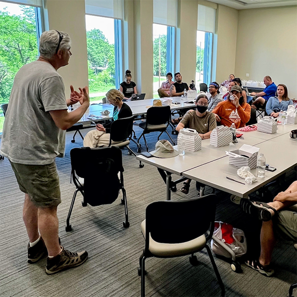 Jim gives a talk to Ho-Chunk Nation people at SAPF