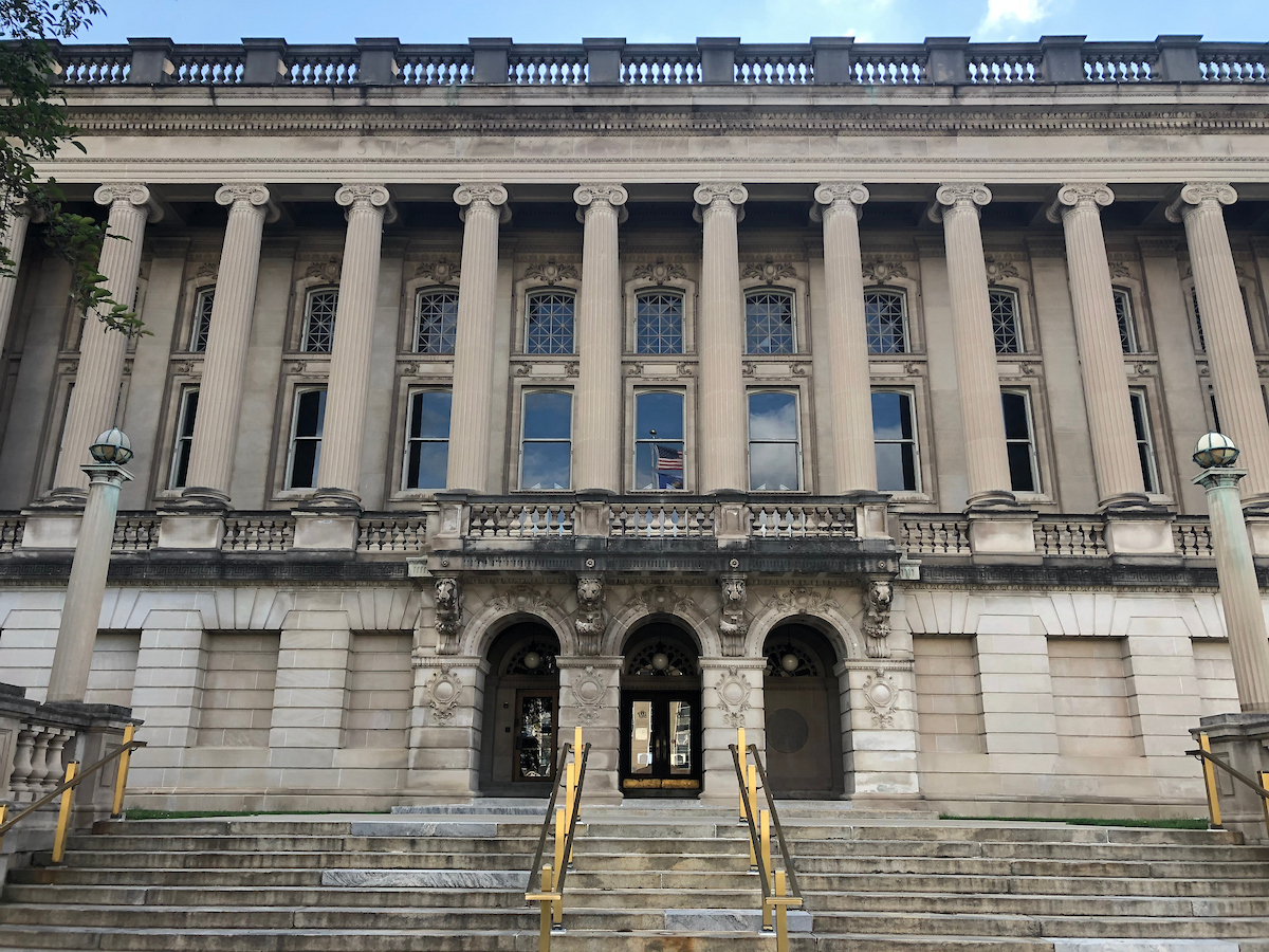 A photograph of the front entrance of the Wisconsin Historical Society Building