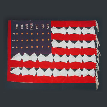 Land of the Freed-up Woman American flag banner made from bras, 1971