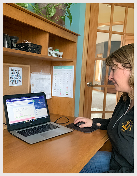 Donated by Carey Eiselt Windsor Elementary kindergarten teacher Carey Eiselt working on a virtual learning assignment for her students during the COVID-19 Pandemic