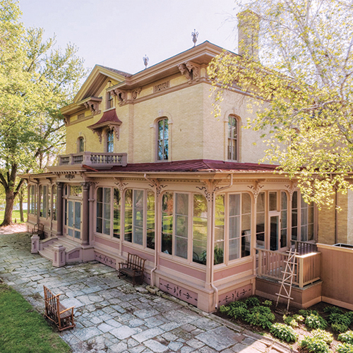 The Villa Louis Manor on a sunny day, victorian architecture on elegant display