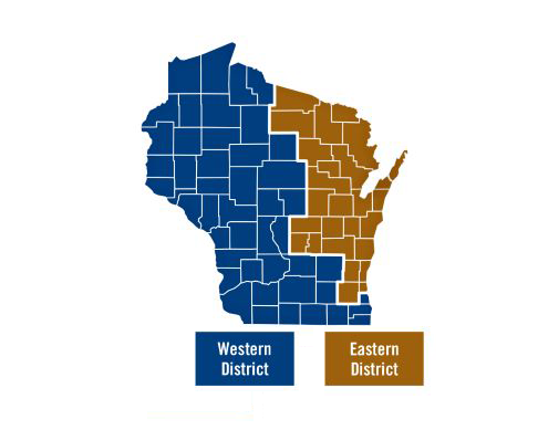 A map of the eastern and western preservation tax credit districts of Wisconsin