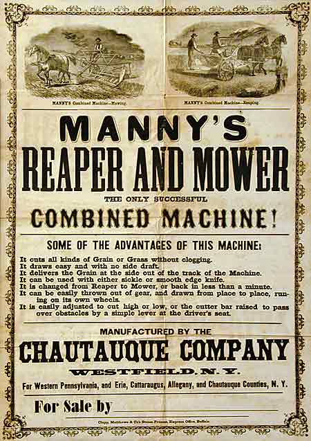 Manny's Reaper and Mower Combined Machine poster.