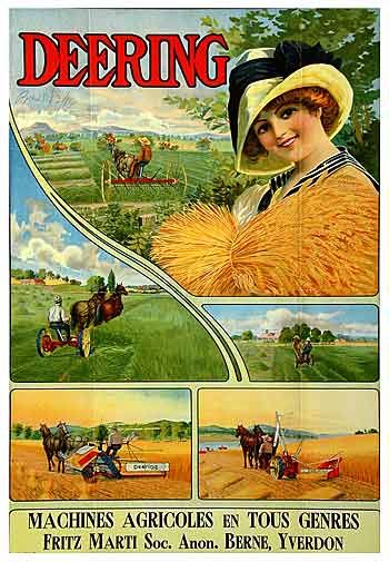 Deering woman caring wheat poster.