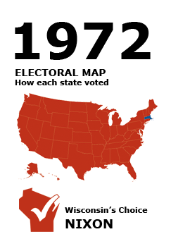 1972 US Electoral Map: How each state voted. Election results. Wisconsin's Choice: Nixon.