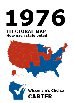 1976 US Electoral Map: How each state voted. Election Results. Wisconsin's Choice: Carter.