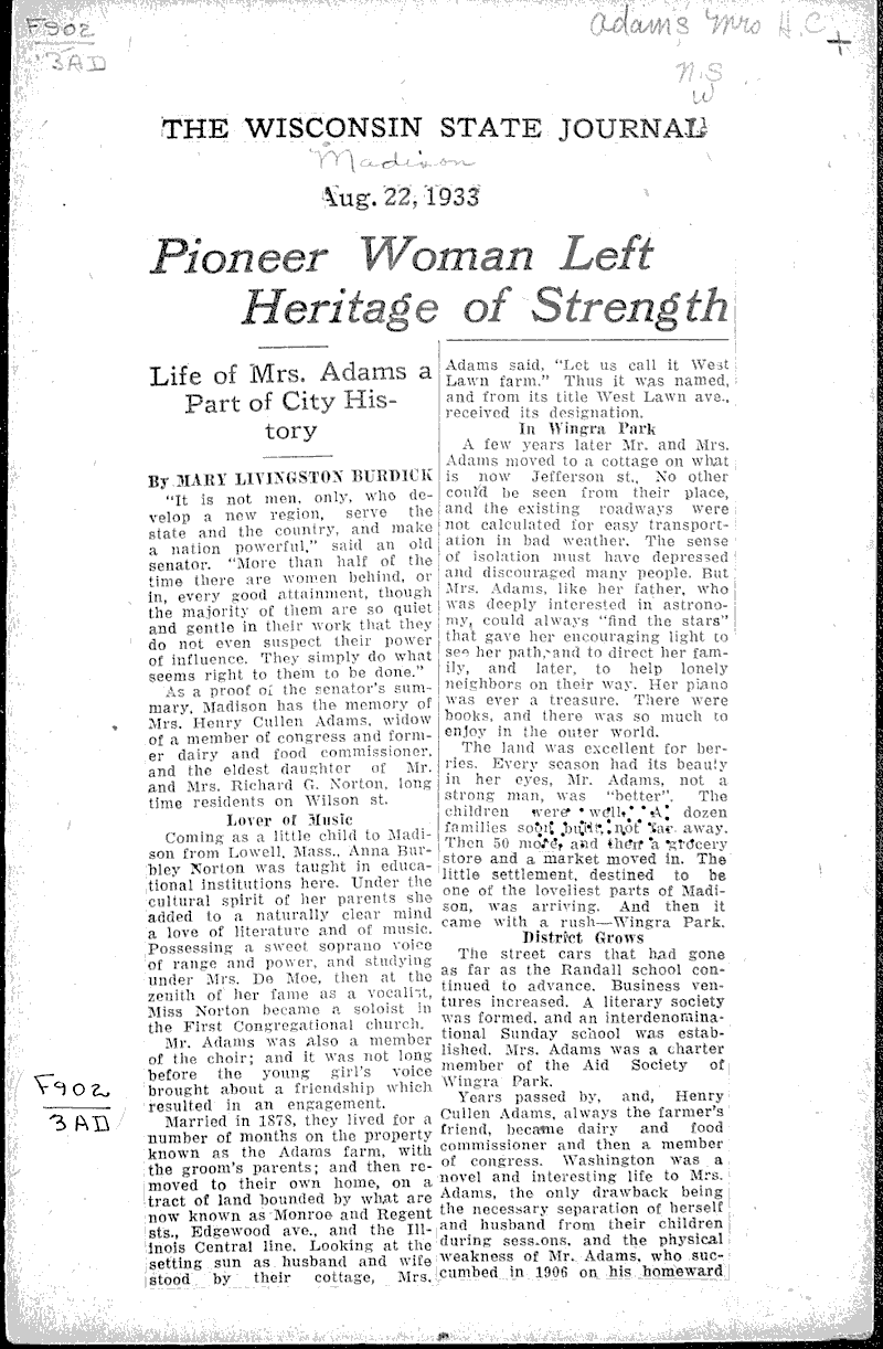  Source: Wisconsin State Journal Date: 1933-08-22