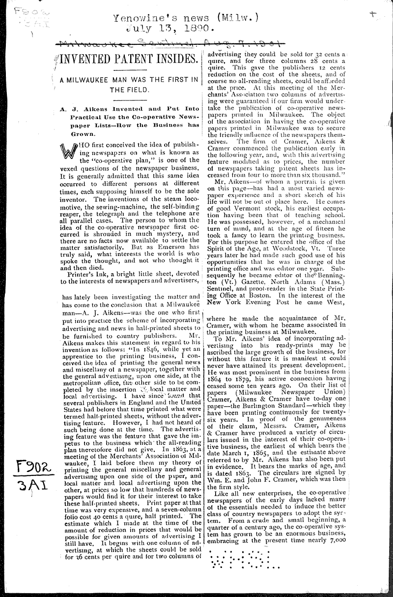  Source: Yenowine's News Topics: Industry Date: 1890-07-13