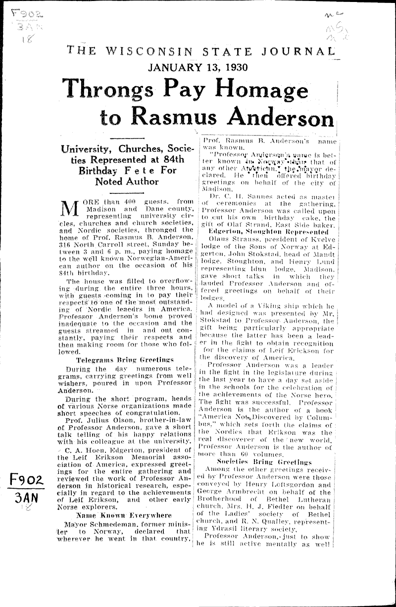  Source: Wisconsin State Journal Date: 1930-01-13