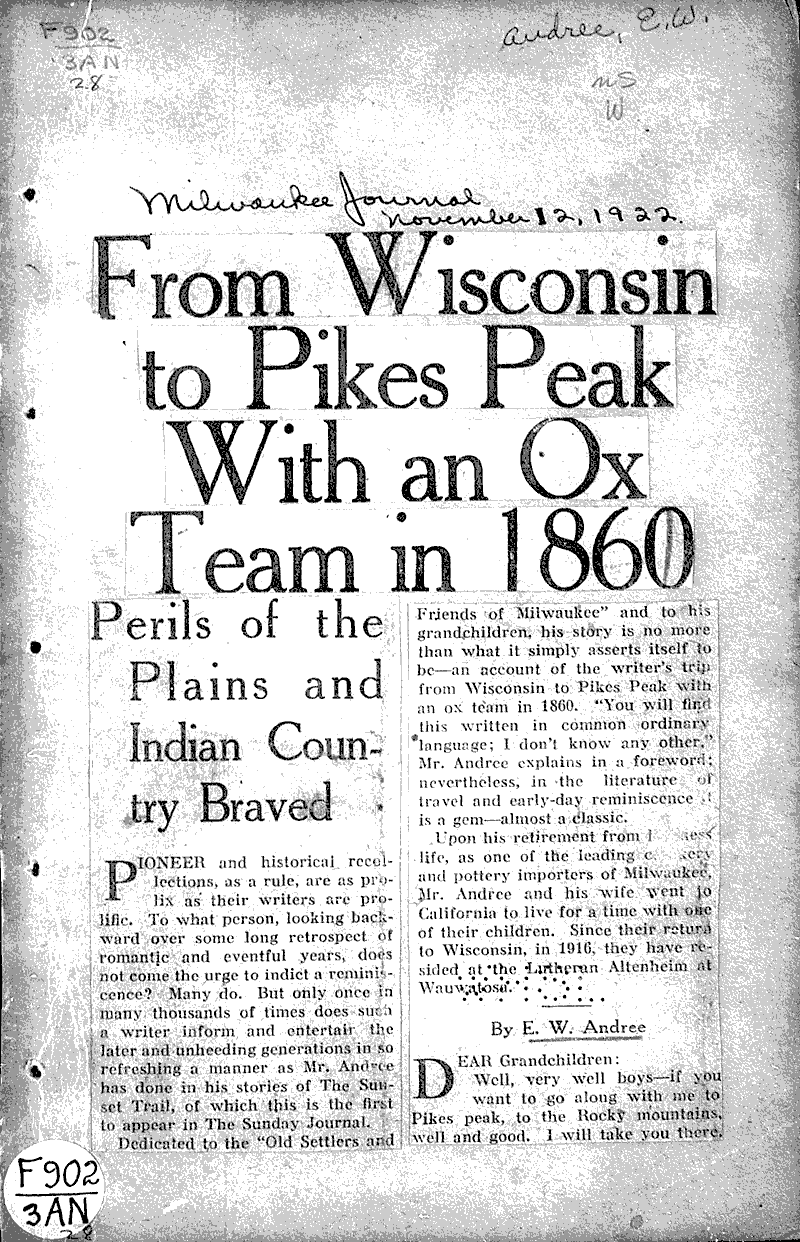  Source: Milwaukee Journal Topics: Travels Date: 1922-11-12