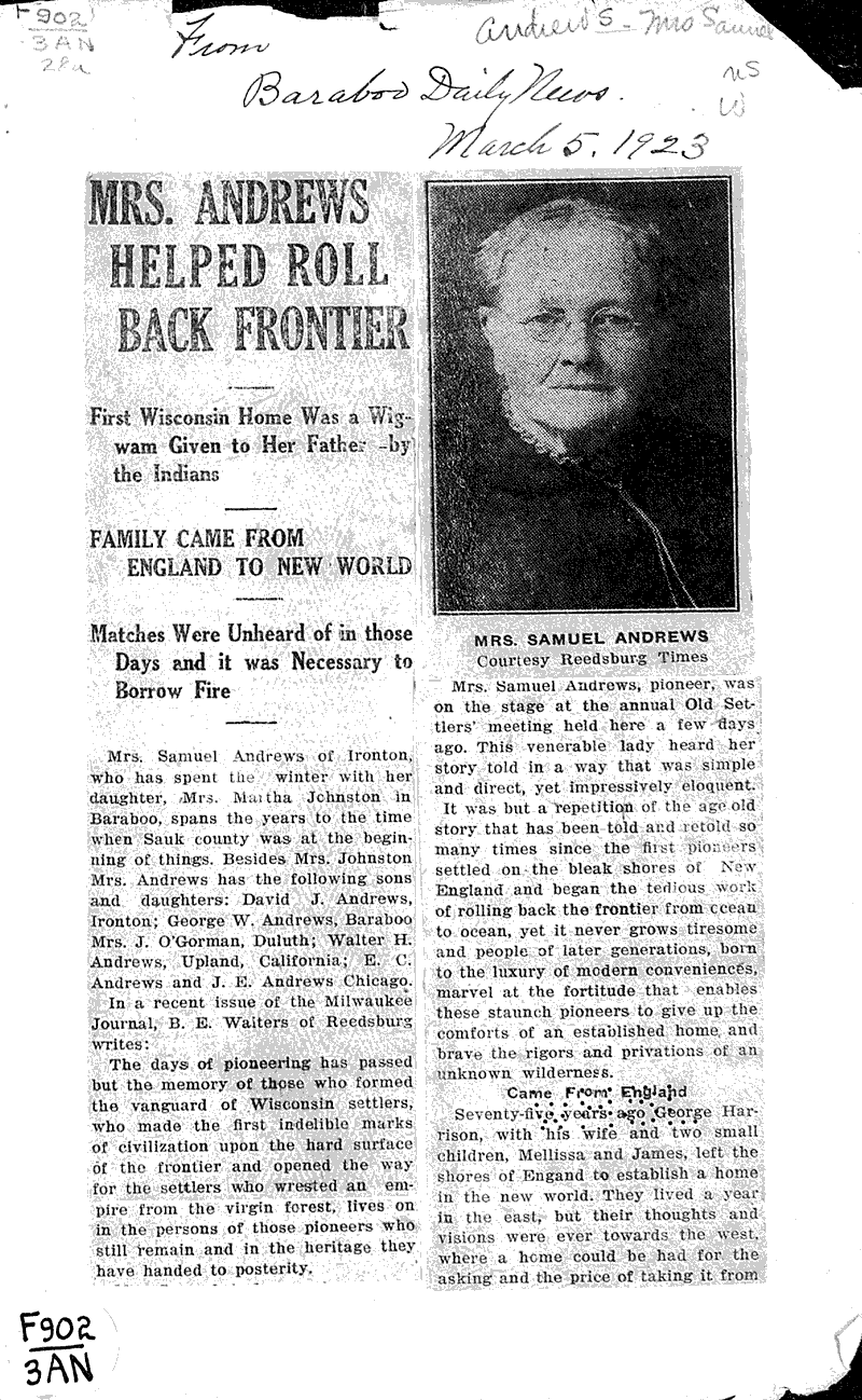  Source: Baraboo Daily News Topics: Immigrants Date: 1923-03-05