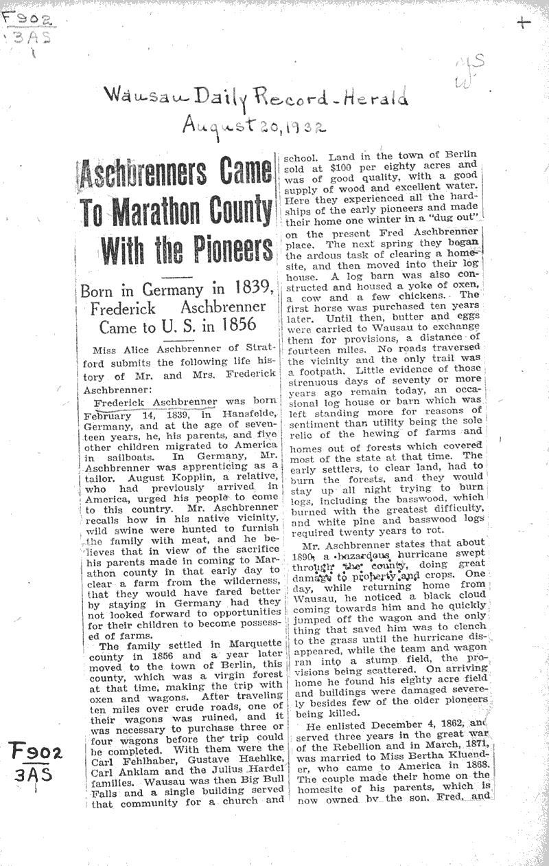  Source: Wausau Daily Record-Herald Topics: Immigrants Date: 1932-08-20