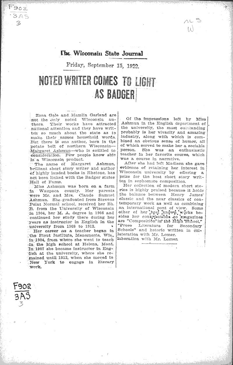  Source: Wisconsin State Journal Topics: Art and Music Date: 1922-09-15