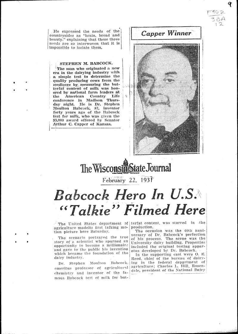  Source: Milwaukee Sentinel Topics: Agriculture Date: 1930-10-10