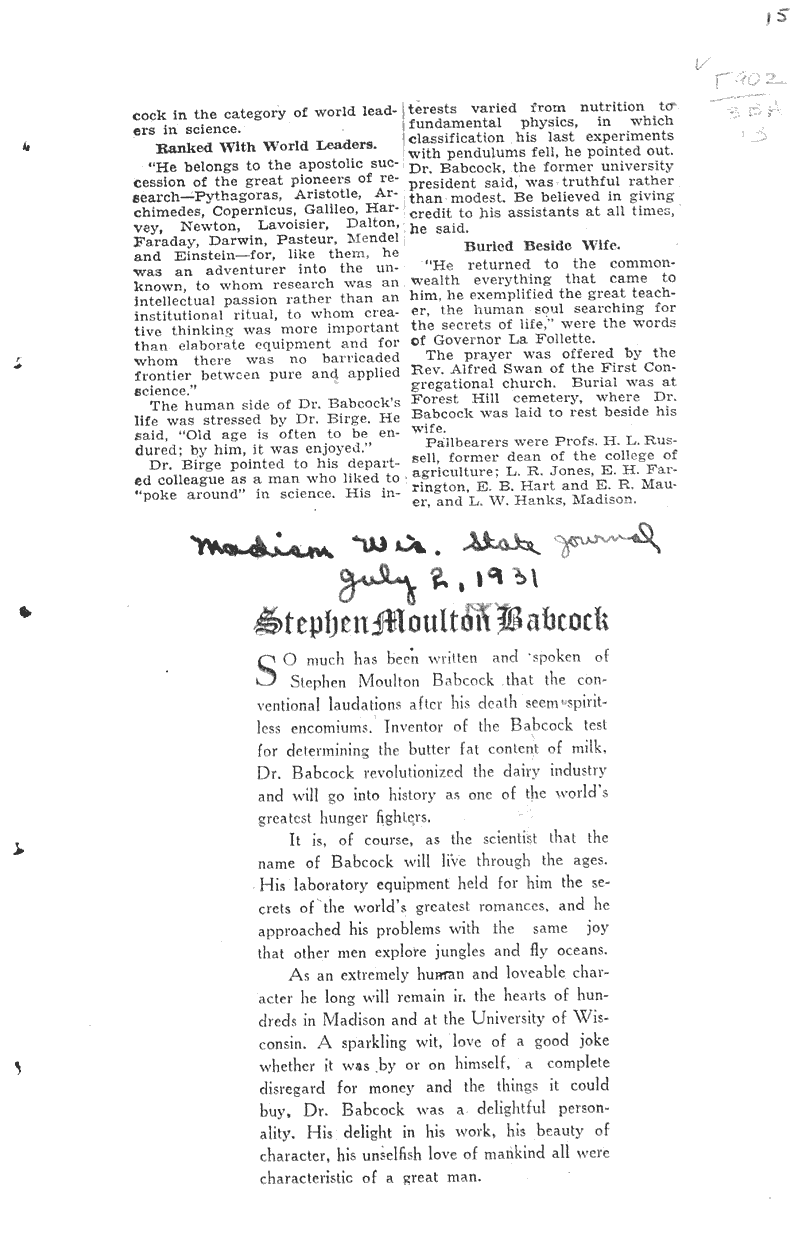  Source: Milwaukee Sentinel Topics: Agriculture Date: 1931-07-06