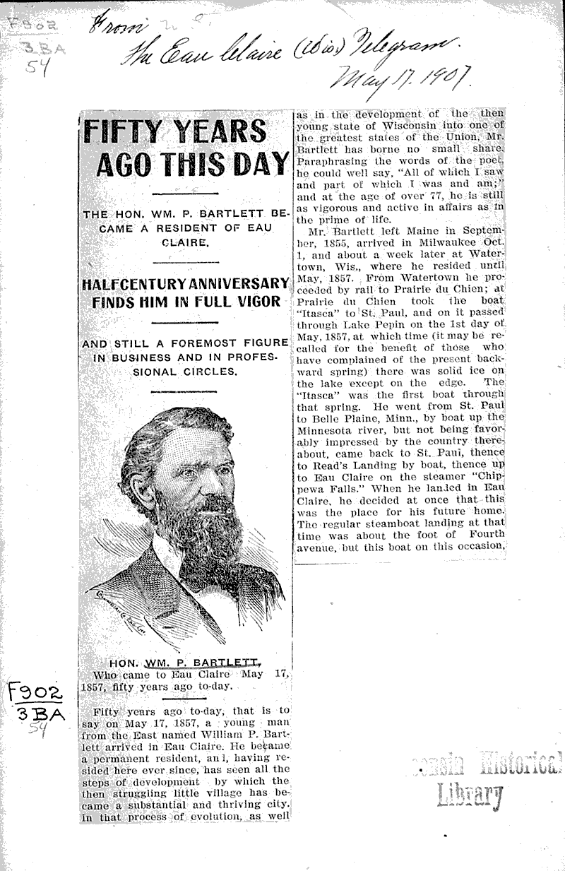  Source: Eau Claire Telegram Topics: Government and Politics Date: 1907-05-17