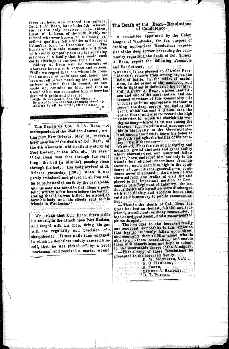  Source: Waukesha Freeman Topics: Wars Date: 1863-06-16