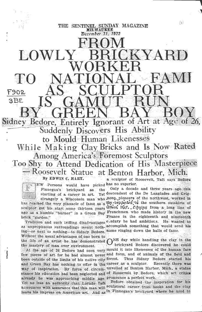  Source: Milwaukee Sentinel Topics: Art and Music Date: 1922-12-31