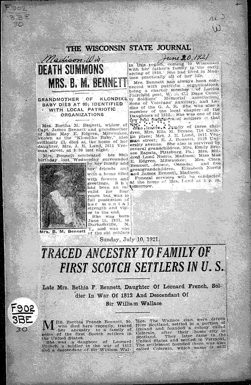 Source: Wisconsin State Journal Date: 1921-06-20